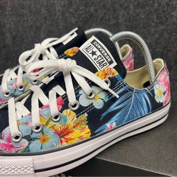Converse Black Floral Women's Sneakers - Picture 10 of 14